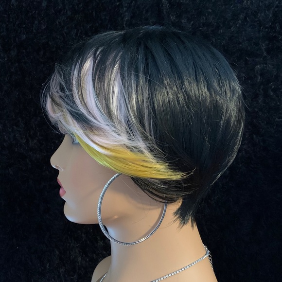 Fun & Classic Short Multi Color Synthetic Wig for Everyday Wear or Events - Picture 4 of 6